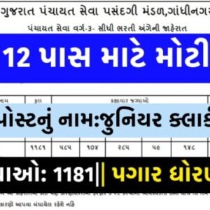 GPSSB Junior Clerk/ Account Clerk Recruitment 2022