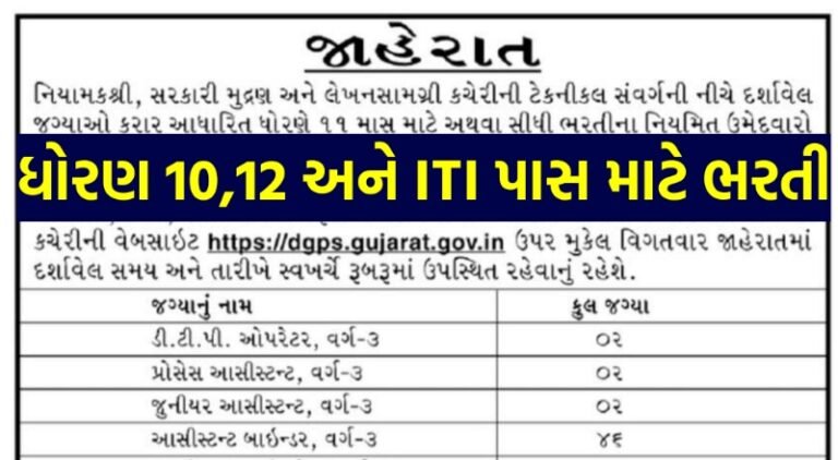 DGPS Gujarat Recruitment 2022@dgps.gujarat.gov.in