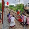 Passengers were crossing the track after getting off a train and another train came at full speed