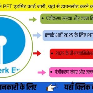 एसबीआई क्लर्क PET एडमिट कार्ड जारी, यहां से डाउनलोड करने का डायरेक्ट लिंक