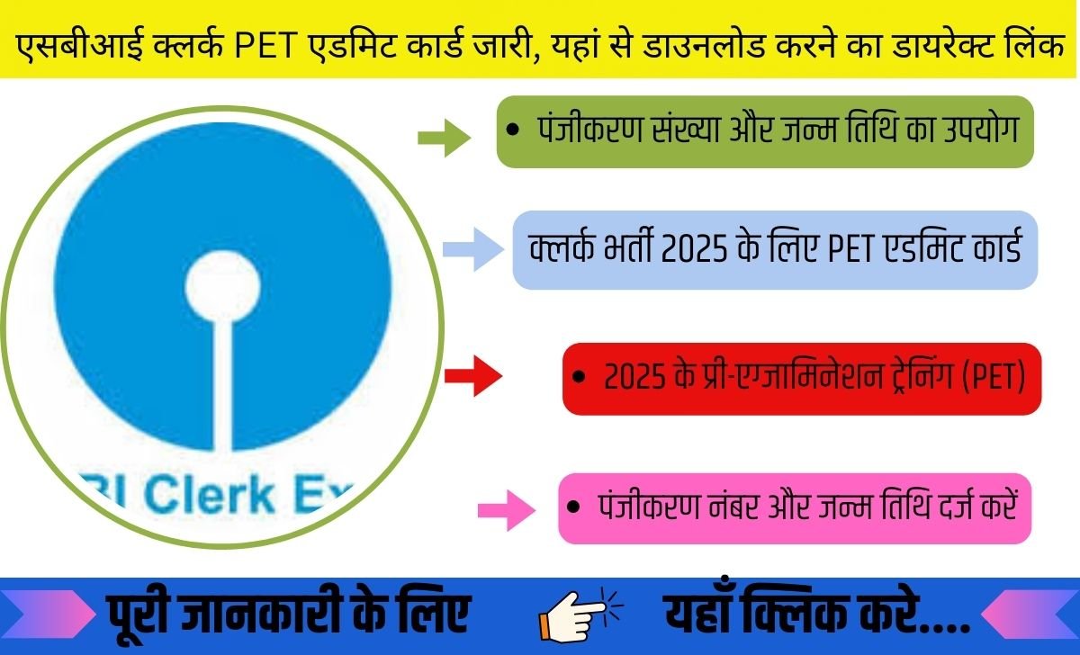 एसबीआई क्लर्क PET एडमिट कार्ड जारी, यहां से डाउनलोड करने का डायरेक्ट लिंक