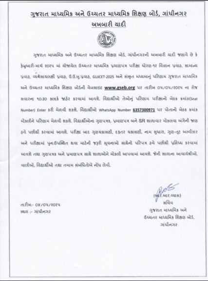 GSEB HSC Result 2025