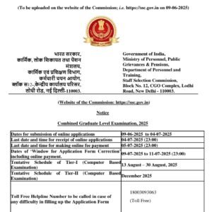 SSC CGL 2025 Recruitment Apply Online
