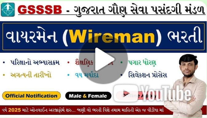 GSSSB Wireman Recruitment 2025