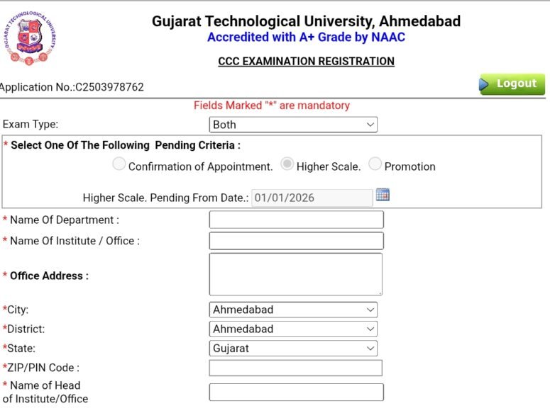 Ccc Gtu Registration Apply Online