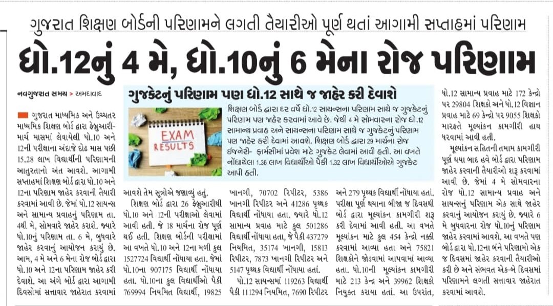 GSEB Standard 10 And 12 Result 2026
